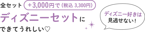 ディズニー好きは見逃せない！全セット+3,000円ディズニーセットにできてうれしい♡