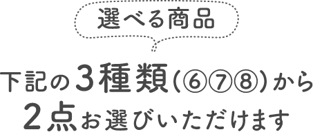 <選べる商品>下記の3種類(⑥⑦⑧)から1点お選びいただけます