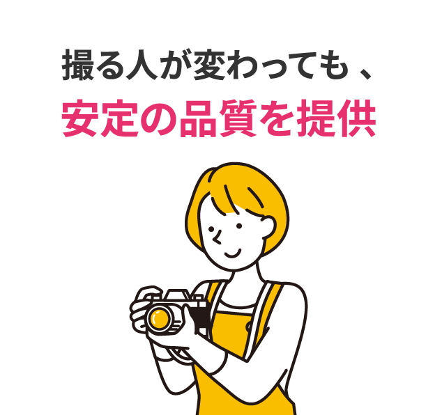 撮る人が変わっても、安定の品質を提供