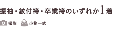 撮影用衣装（振袖または紋付袴）1着/撮影/着付け/ヘアセット/メイク/小物一式