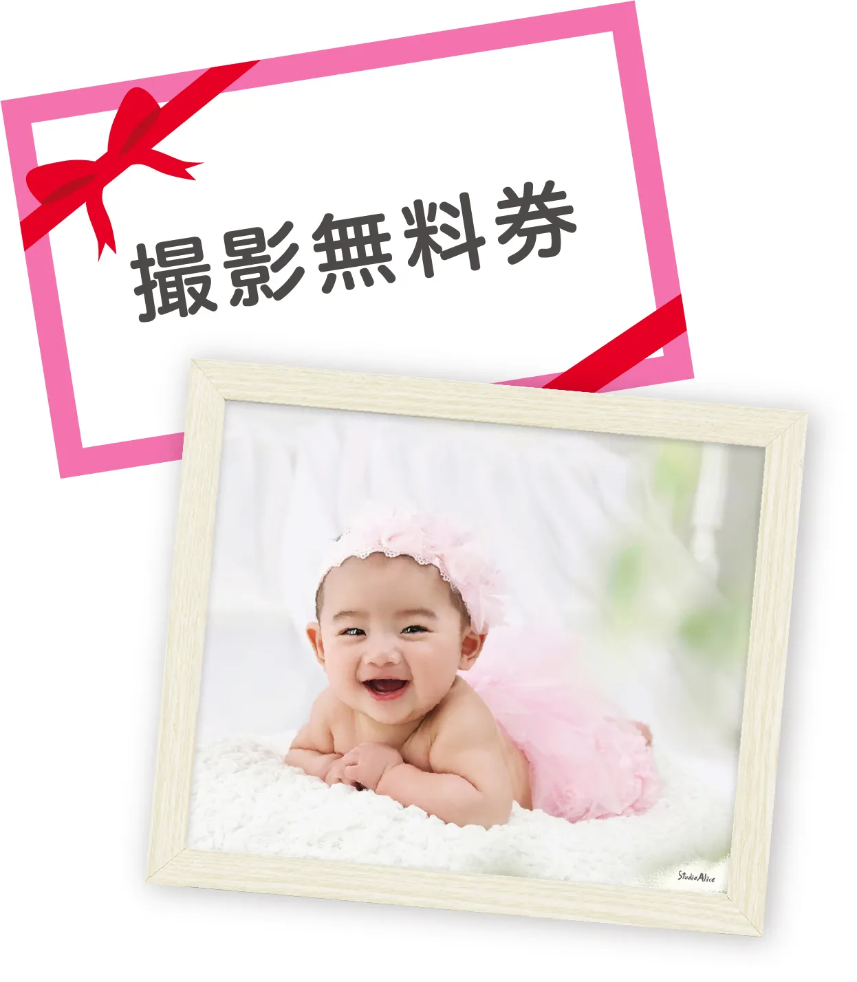 スタジオアリス撮影無料券+キャビネ（フレーム付き）