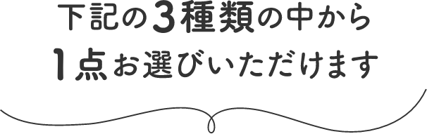 下記の3種類の中から1点お選びいただけます
