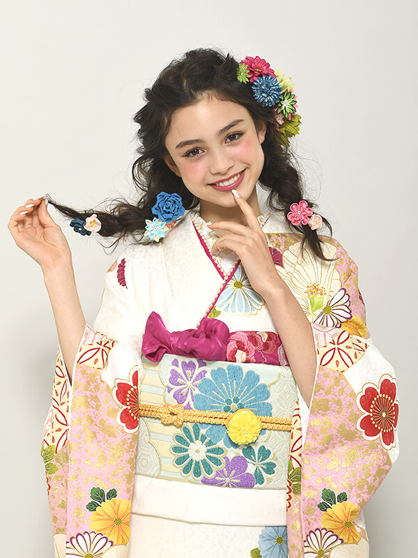 成人式振袖ロングヘア髪型・ツインテール