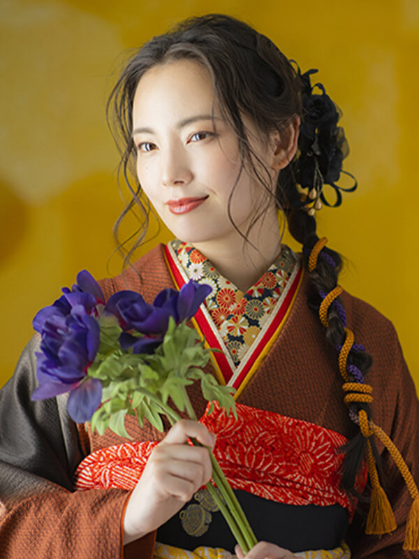成人式振袖ロングヘア髪型・サイド結び