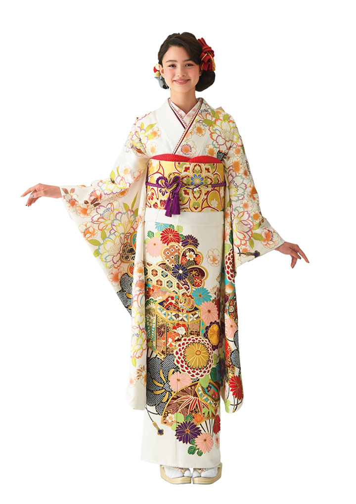 2024年のクリスマス 振袖 朱色 上品 豪華 正絹 色合いがとっても綺麗（9月 | 2014 着物・浴衣
