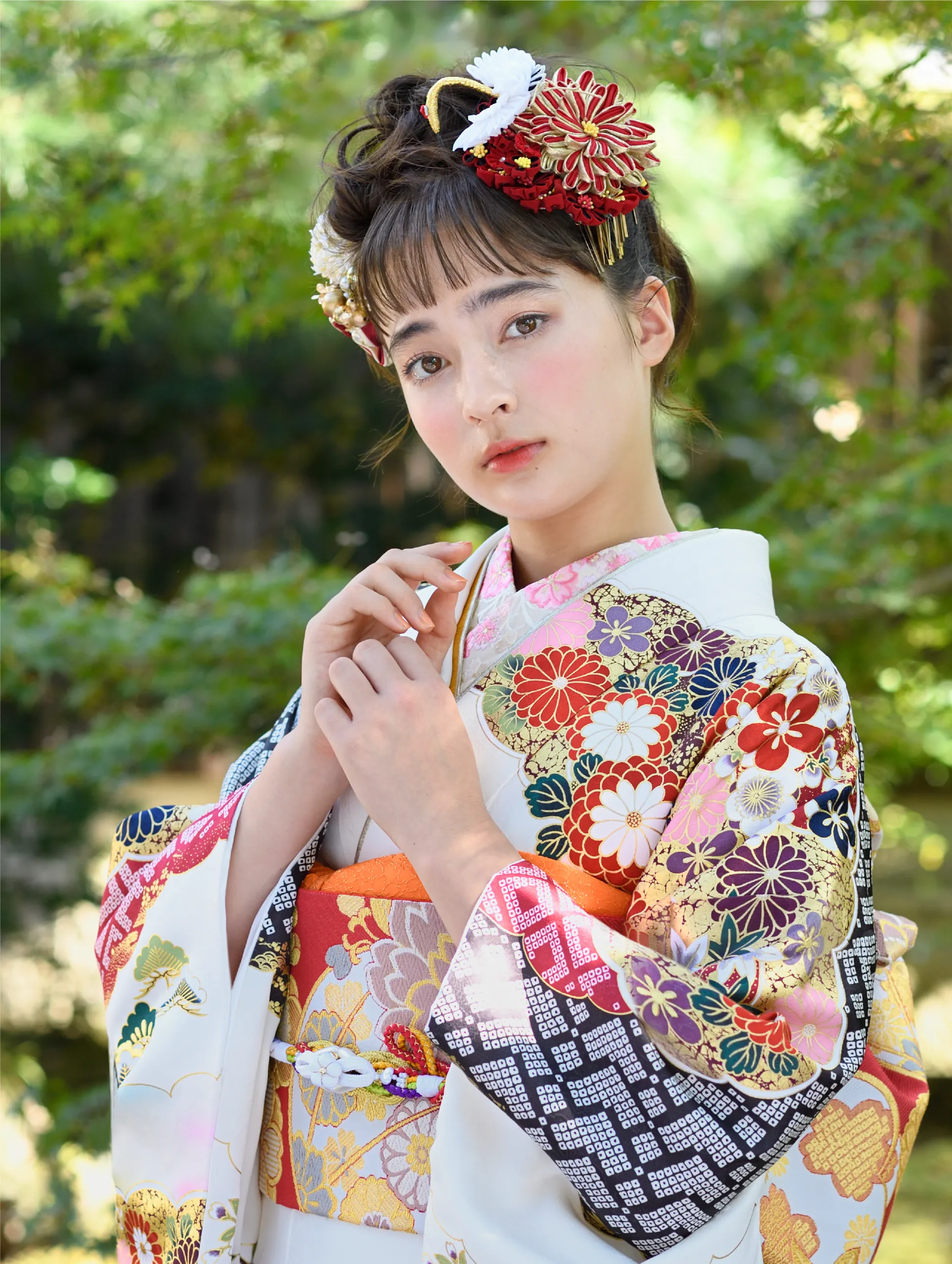 振袖フルセット■オーダー仕立て■京友禅■赤翔鶴■振袖一式■成人式 正統派古典 赤/金 鶴柄/針松柄 豪華 華やか 綺麗 クラシカル 金彩京