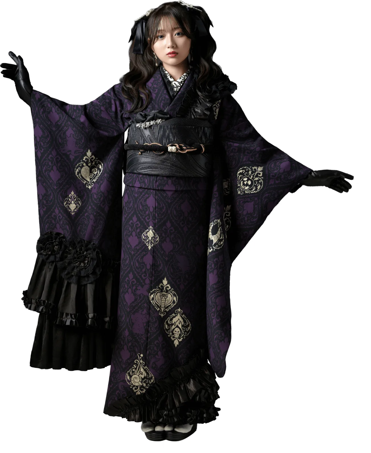 希空が着用するディズニーヴィランズ振袖 DF-G001