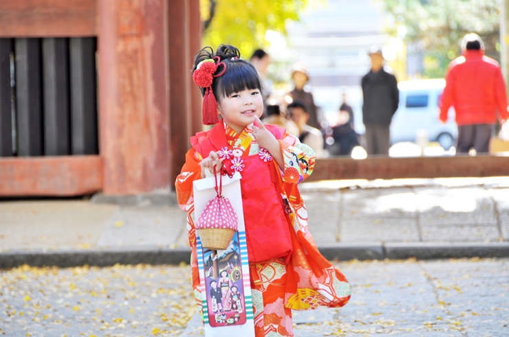 七五三 3歳 女の子 着物 赤 - 七五三