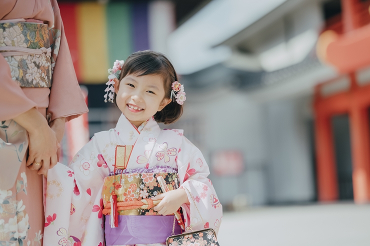 七五三 3歳　女の子　着物セット　つけ毛付き　着画あり