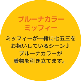 ブルーナカラー ミッフィー ミッフィーが一緒に七五三をお祝いしているシーン♪ブルーナカラーが着物を引き立てます。