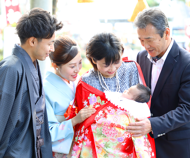 おでかけ用祝の産着・祝着（のしめ）もレンタルOK◎