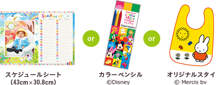 スケジュールシート(43cm×30.8cm)or カラーペンシル ©Disney or オリジナルスタイ © Mercis bv