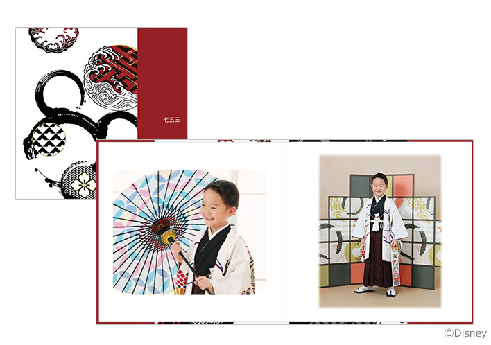 【七五三レンタル当日撮影限定】デザイン台紙Kimonoディズニー ミッキーⅡ